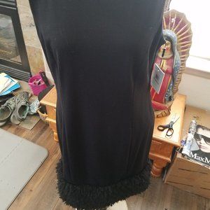 Calvin Klein black shift dress with fringe